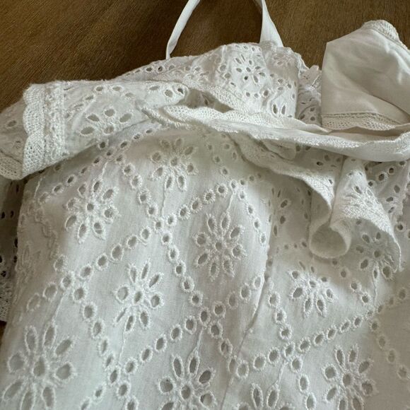 BATSHEVA A-Line Maxi Dress White Size 2 Eyelet Lace Ruffle‎ Corset Shape Bodice - Picture 15 of 15